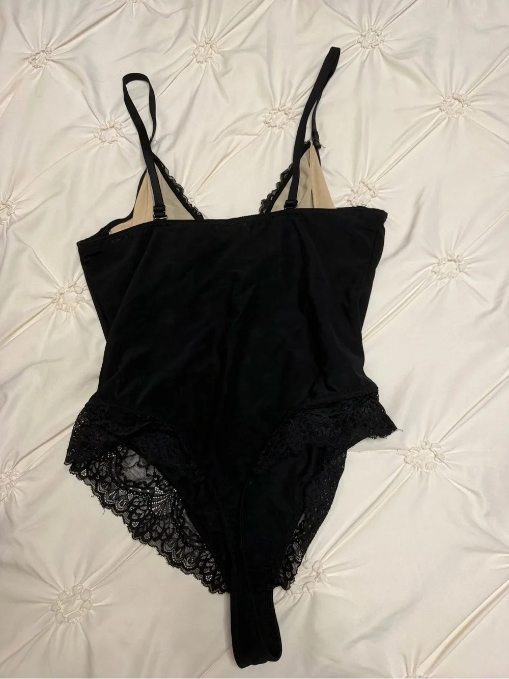 Elegant Black Lace Bodysuit Shapewear with Sheer Cups